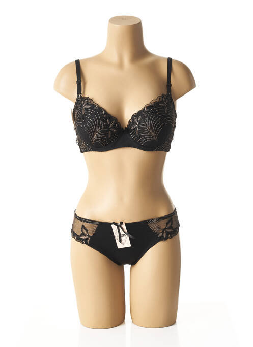 Ensemble lingerie bretelles élastiquées ajustables noir HANA femme