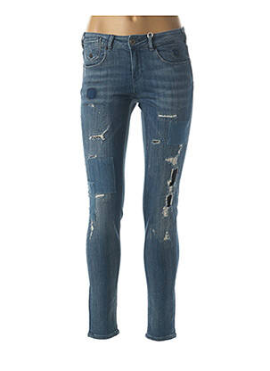 Jeans skinny effet usé délavé taille basse bleu SCOTCH & SODA femme