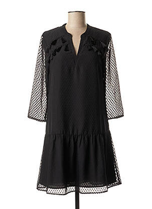 Robe courte manches 3/4 manches 3/4 noir ONE STEP femme