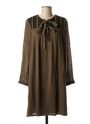 Robe mi-longue manches longues manches longues vert ONE STEP femme