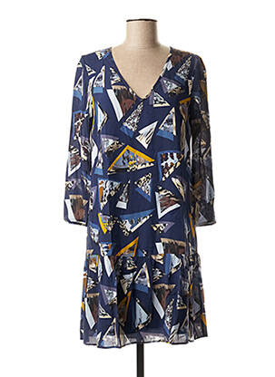 Robe courte manches 3/4 manches 3/4 bleu ONE STEP femme