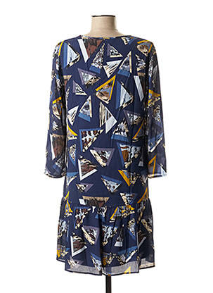 Robe courte manches 3/4 manches 3/4 bleu ONE STEP femme