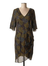 Robe mi-longue imprimé fantaisie noir ONE STEP femme