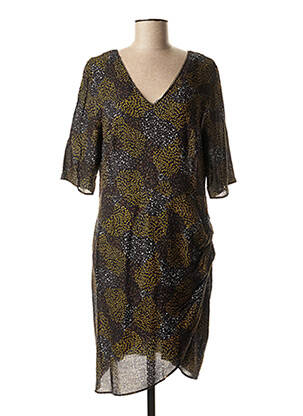 Robe mi-longue imprimé fantaisie noir ONE STEP femme
