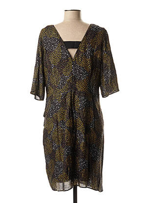 Robe mi-longue imprimé fantaisie noir ONE STEP femme
