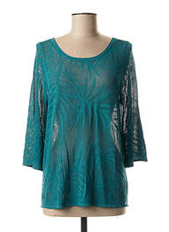 Pull maille souple et aérée manches 3/4 vert IKKS femme