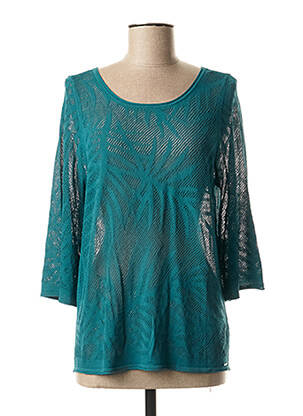 Pull maille souple et aérée manches 3/4 vert IKKS femme