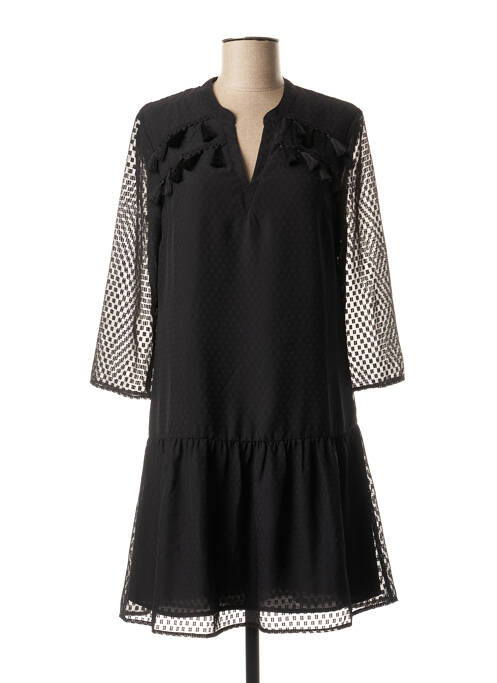 Robe courte manches 3/4 manches 3/4 noir ONE STEP femme