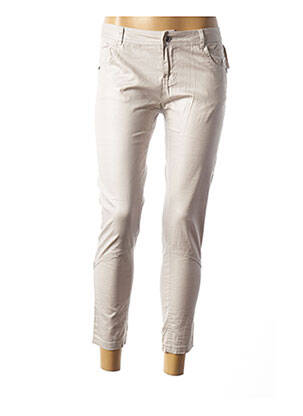 Pantalon 7/8 fermeture zippée sous rabat boutonné taille basse gris SO SOON femme