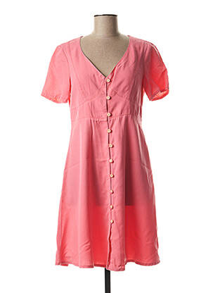 Robe mi-longue manches courtes manches courtes rose RIVIERES DE LUNE femme