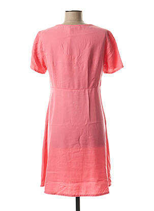 Robe mi-longue manches courtes manches courtes rose RIVIERES DE LUNE femme