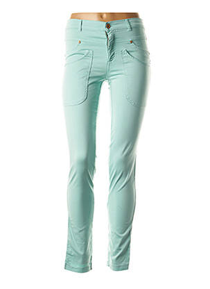 Pantalon slim taille basse taille basse vert RIVIERES DE LUNE femme
