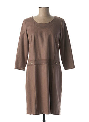 Robe mi-longue manches 3/4 manches 3/4 marron GUY DUBOUIS femme