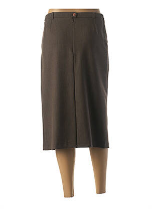 Jupe mi-longue stretch marron GUY DUBOUIS femme