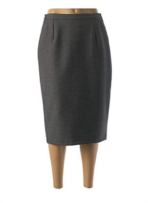 Jupe mi-longue stretch gris GUY DUBOUIS femme