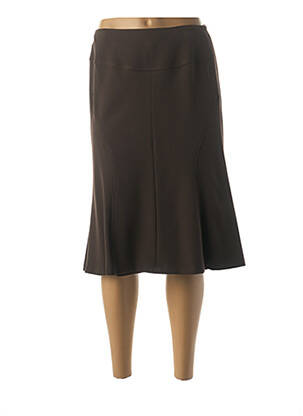 Jupe mi-longue stretch marron GUY DUBOUIS femme