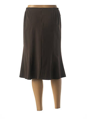 Jupe mi-longue stretch marron GUY DUBOUIS femme