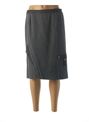 Jupe mi-longue stretch gris GUY DUBOUIS femme