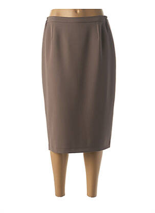Jupe mi-longue stretch marron FRANCE RIVOIRE femme