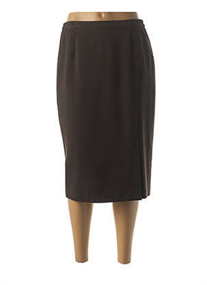 Jupe mi-longue stretch marron GUY DUBOUIS femme