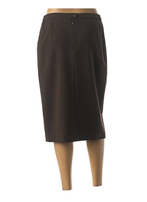 Jupe mi-longue stretch marron GUY DUBOUIS femme