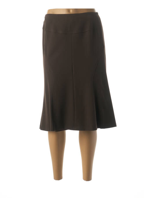 Jupe mi-longue stretch marron GUY DUBOUIS femme