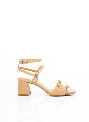 Sandales/nu pieds matière lisse talon de 7 à 9cm beige WHAT FOR femme