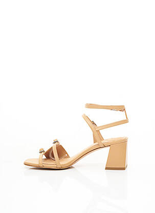 Sandales/nu pieds matière lisse talon de 7 à 9cm beige WHAT FOR femme
