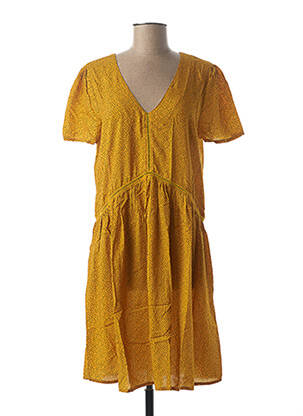 Robe mi-longue manches courtes manches courtes jaune KANOPE femme