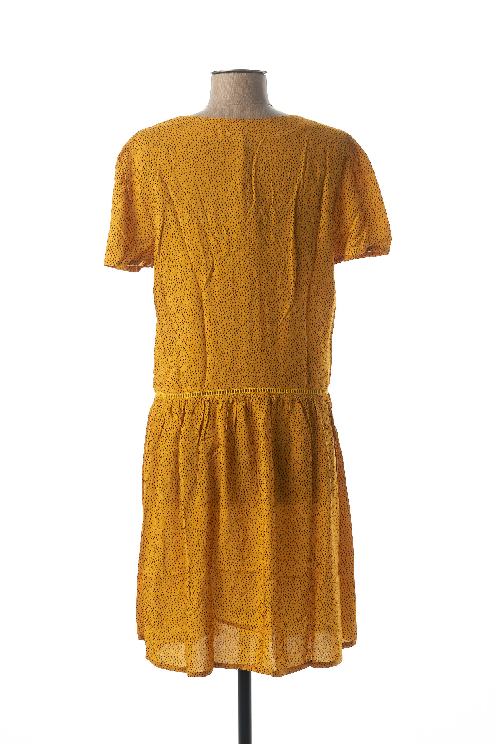 Robe mi-longue manches courtes manches courtes jaune KANOPE femme