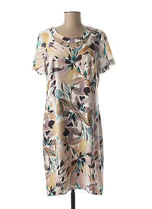 Robe mi-longue manches courtes manches courtes beige GUY DUBOUIS femme