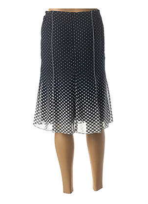 Jupe mi-longue coupe droite évasée sur le bas bleu GUY DUBOUIS femme