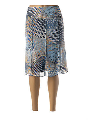 Jupe mi-longue fermeture zippée au dos bleu FRANCE RIVOIRE femme