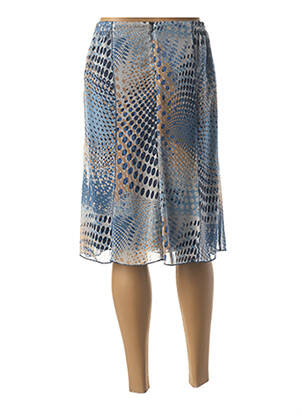 Jupe mi-longue fermeture zippée au dos bleu FRANCE RIVOIRE femme