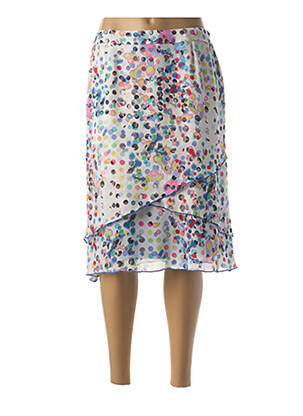 Jupe mi-longue fermeture zippée au dos blanc FRANCE RIVOIRE femme
