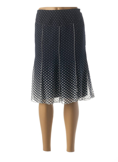 Jupe mi-longue fermeture zippée au dos bleu FRANCE RIVOIRE femme