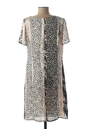 Robe mi-longue imprimé fantaisie manches courtes gris GUY DUBOUIS femme