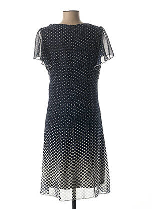 Robe mi-longue tissage crêpe manches courtes bleu FRANCE RIVOIRE femme