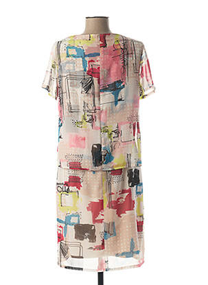 Robe mi-longue tissage crêpe manches courtes blanc GUY DUBOUIS femme