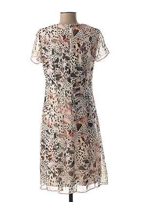 Robe mi-longue imprimé fantaisie manches courtes rose GUY DUBOUIS femme