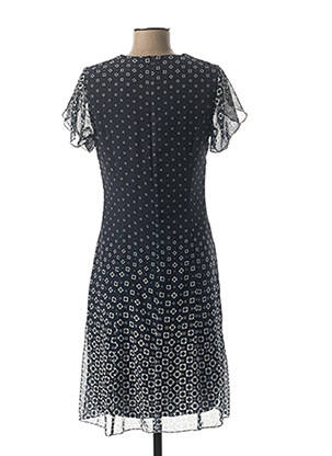 Robe mi-longue tissage crêpe manches courtes bleu LISA CHESNAY femme