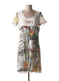 Robe mi-longue imprimé fantaisie manches courtes gris FRANCE RIVOIRE femme