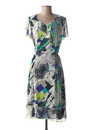 Robe mi-longue imprimé fantaisie bleu GUY DUBOUIS femme