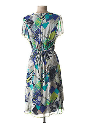 Robe mi-longue imprimé fantaisie bleu GUY DUBOUIS femme