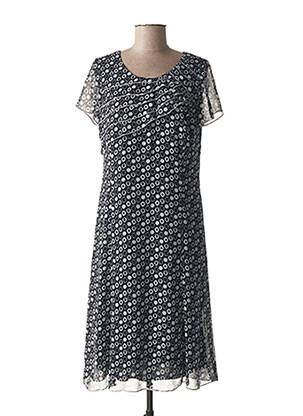 Robe mi-longue imprimé fantaisie manches courtes bleu GUY DUBOUIS femme