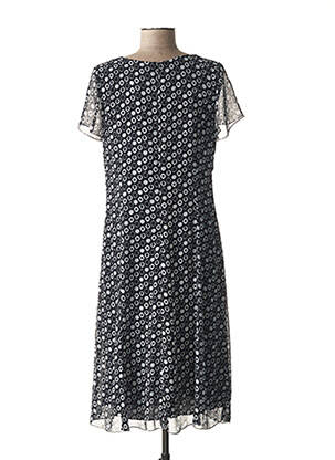 Robe mi-longue imprimé fantaisie manches courtes bleu GUY DUBOUIS femme