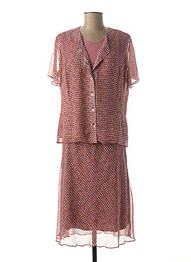 Ensemble jupe fermeture boutonnée sur le devant rose FRANCE RIVOIRE femme