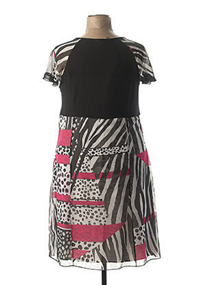 Robe mi-longue imprimé fantaisie manches courtes rose GUY DUBOUIS femme