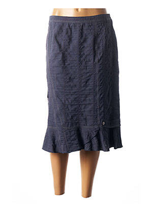 Jupe mi-longue coupe droite évasée sur le bas bleu FRANCE RIVOIRE femme