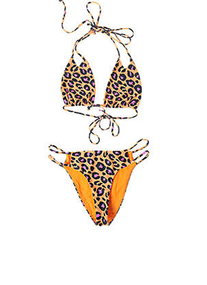 Maillot de bain 2 pièces stretch haut triangles orange LOVERS + FRIENDS femme